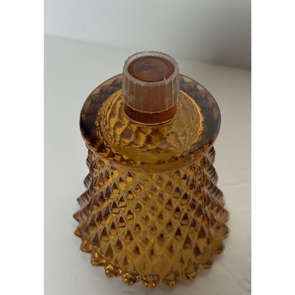 3 Home Interiors Amber & Clear Glass Votives Candle Holder Diamond Cut Grommet - Picture 8 of 16